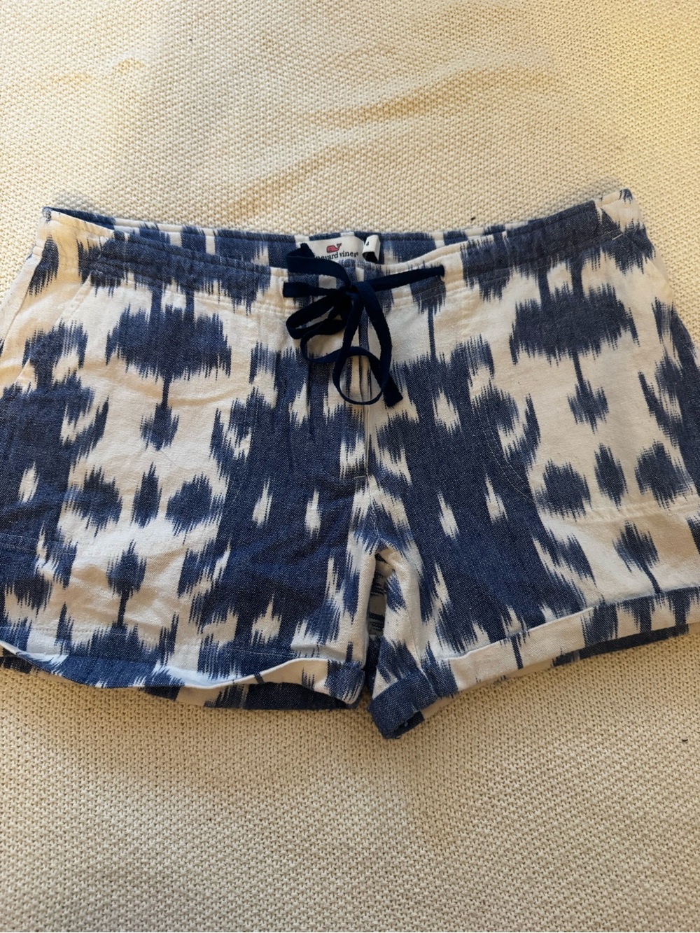 Vineyard Vines Navy & White Ikat  Shorts with Button Front